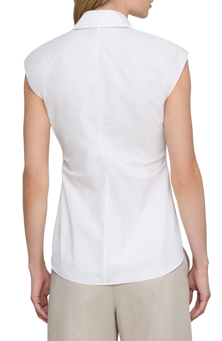 Lafayette 148 New York Irregular Pleated Sleeveless Button-Up Shirt, Alternate, color, White
