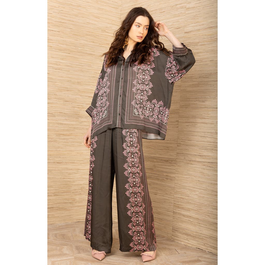 Hale Bob Zaria Charmeuse Top In Brown