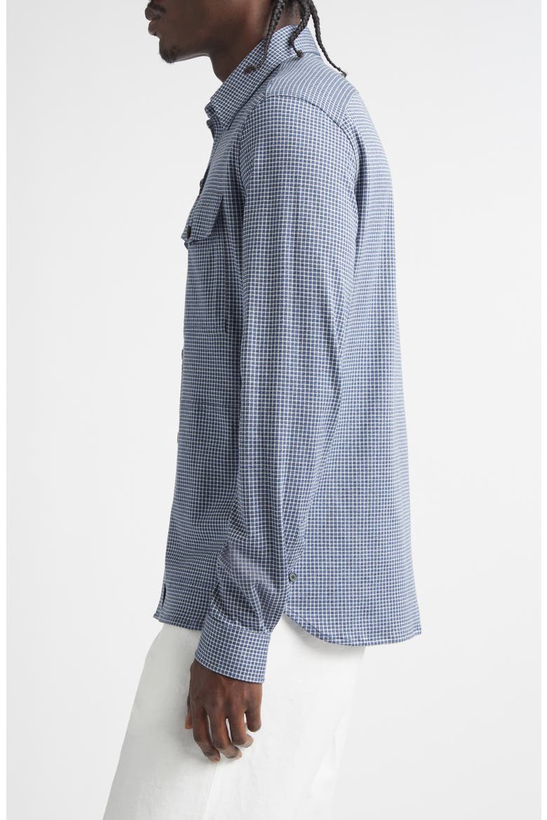 The Check Cotton & Silk Overshirt, Alternate, color, MEDIUM BLUE