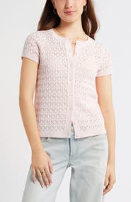 BP. Pointelle Short Sleeve Cardigan