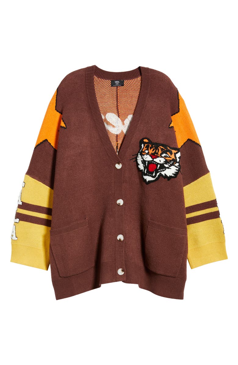 Dressed in Lala Go Get Em Tiger Collegiate Cardigan, Alternate, color, Brown