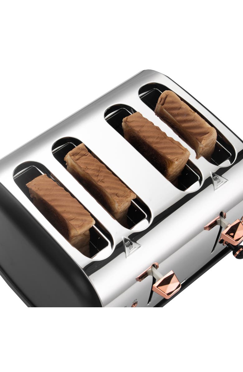 Megachef 4 Slice Wide Slot Toaster with Variable Browning in Black and Rose Gold, Alternate, color, Black