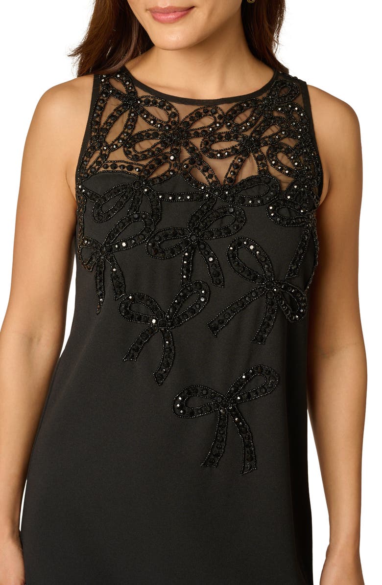 Adrianna Papell Beaded Bow Crepe Shift Dress, Alternate, color, 