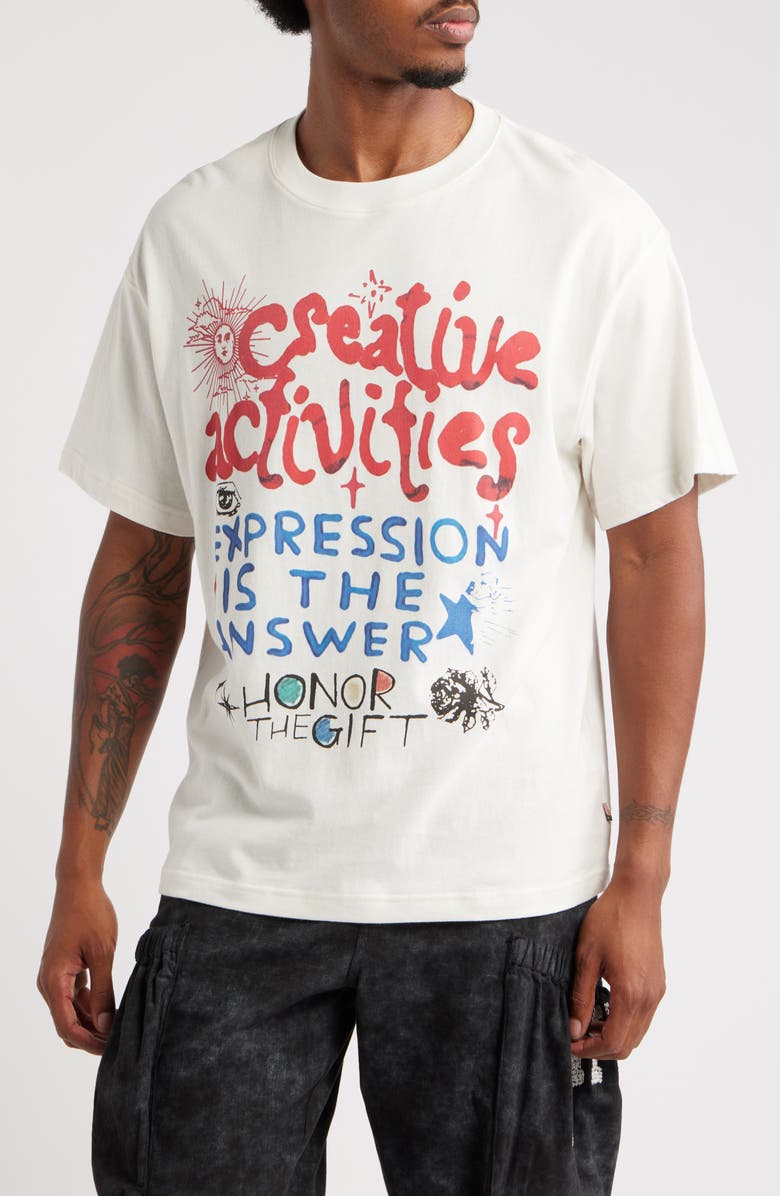 HONOR THE GIFT Creative Activities Graphic T-Shirt, Main, color, Bone