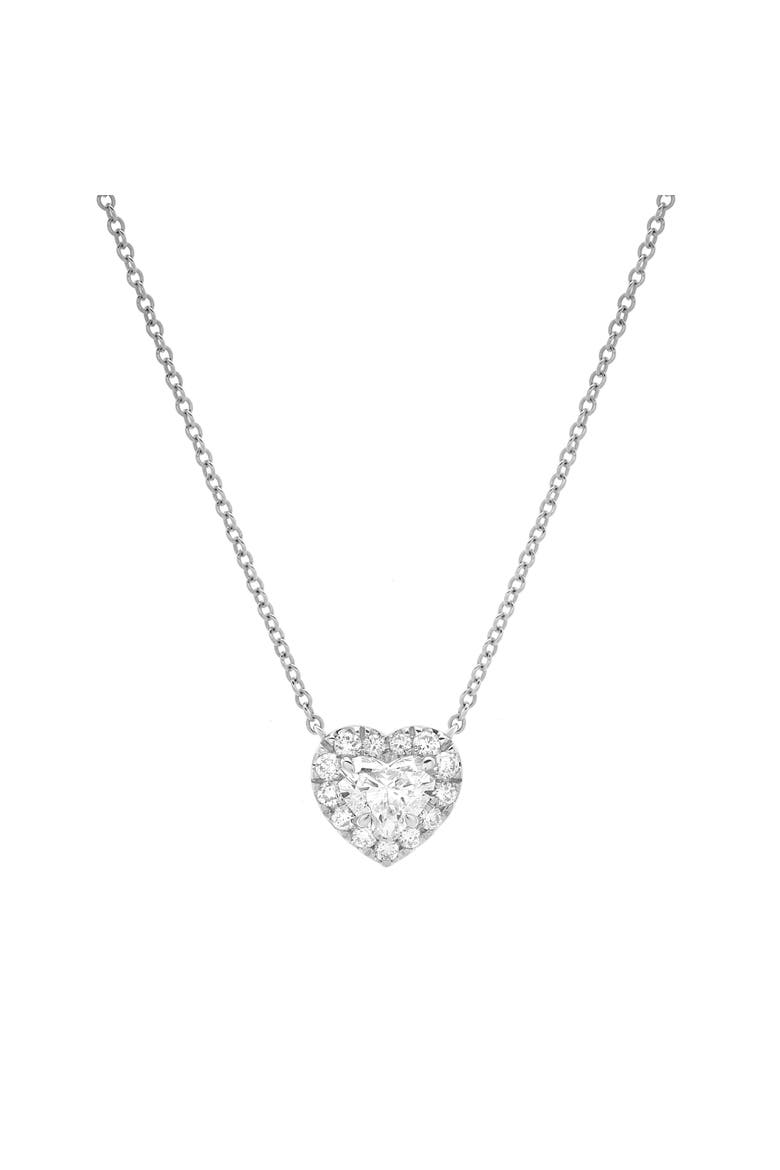 Valentina 14K Gold Lab Grown Diamond Heart Necklace - 1 ct, Main, color, 14K White Gold