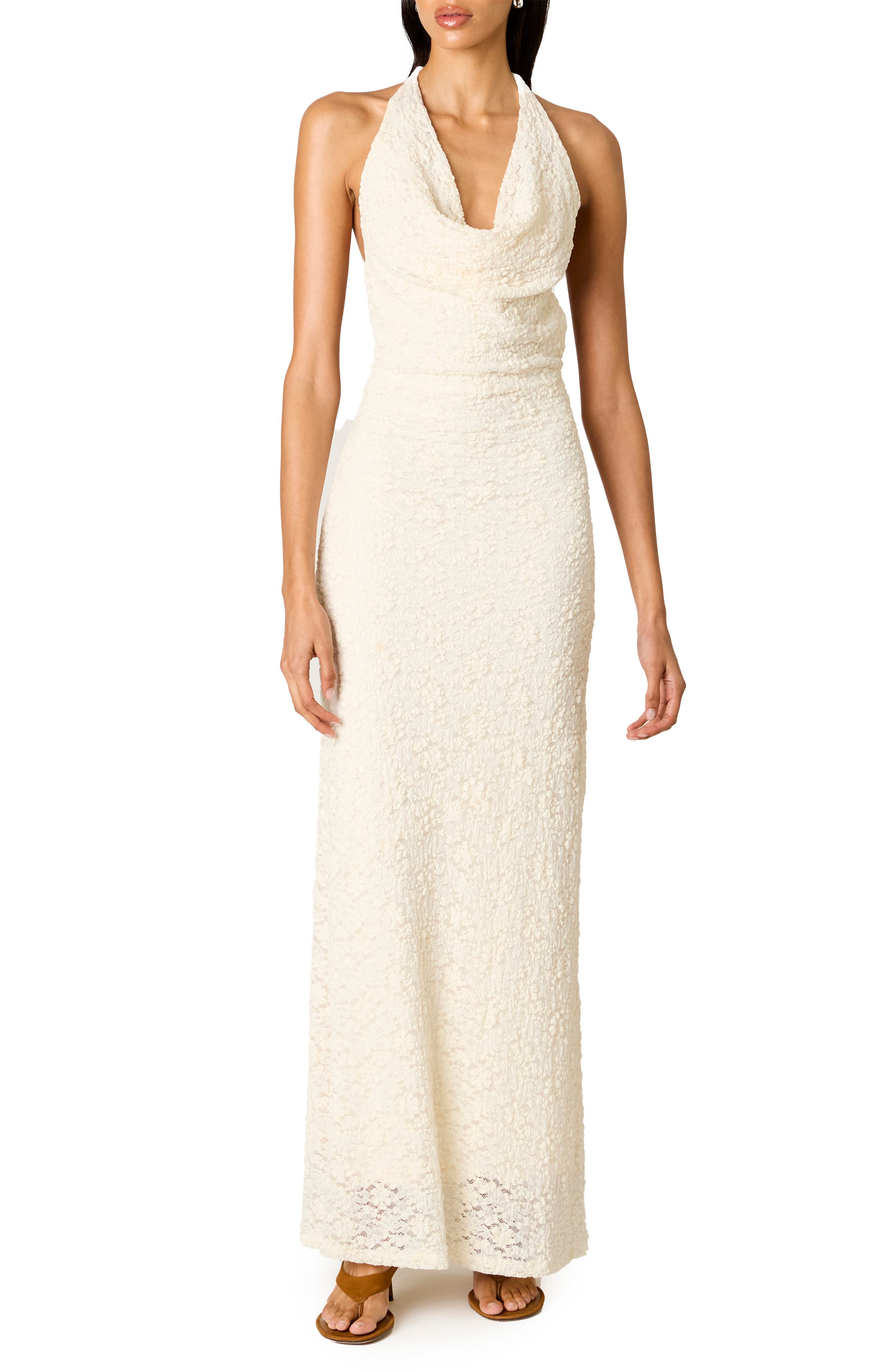 Nia Thalia Lace Halter Maxi Dress