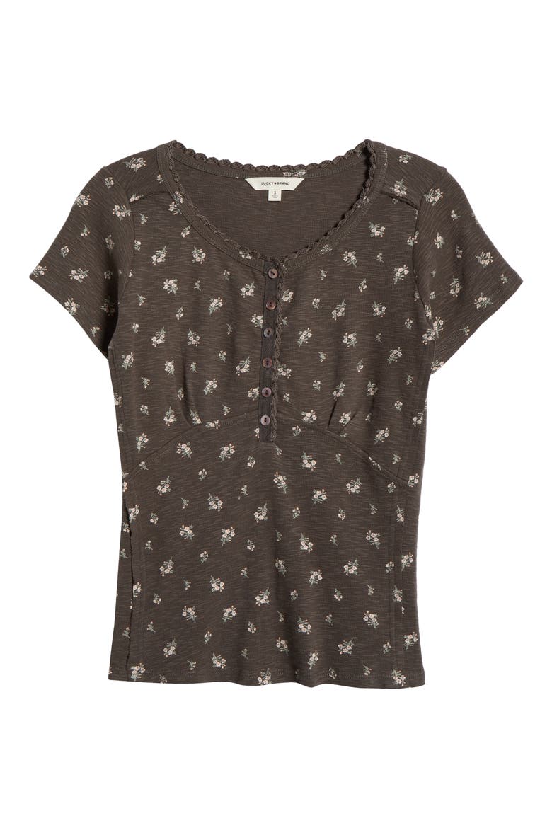 Crochet Trim Henley T-Shirt, Alternate, color, RAVEN MULTI