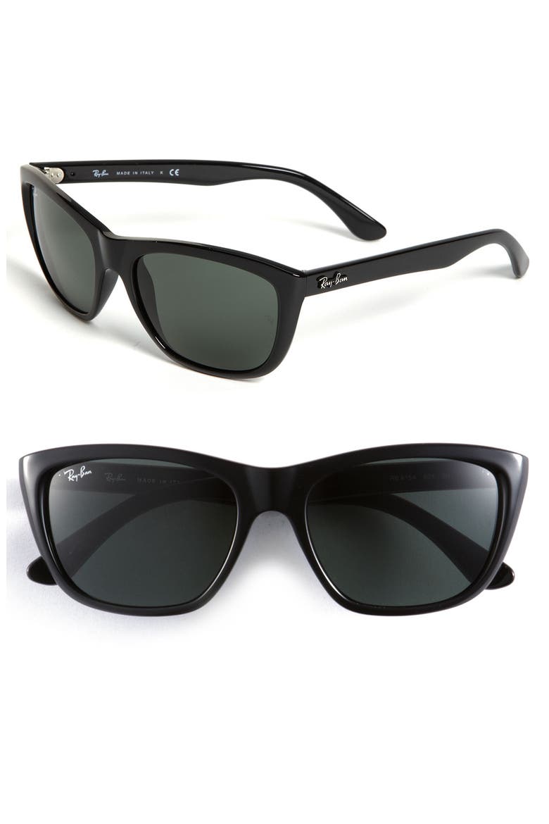 57mm Cat's Eye Sunglasses, Main, color, BLACK