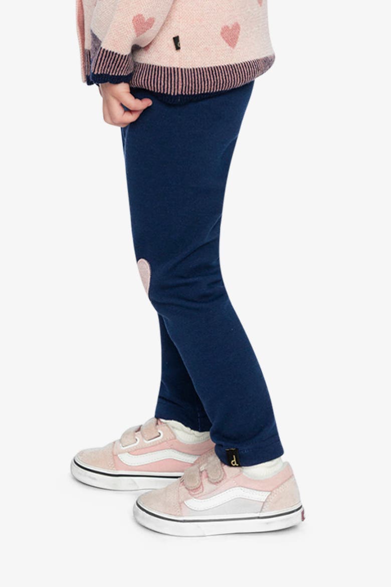 Brushed Jersey Heart Appliqué Elastic Waist Leggings, Alternate, color, Royal Blue and Pink