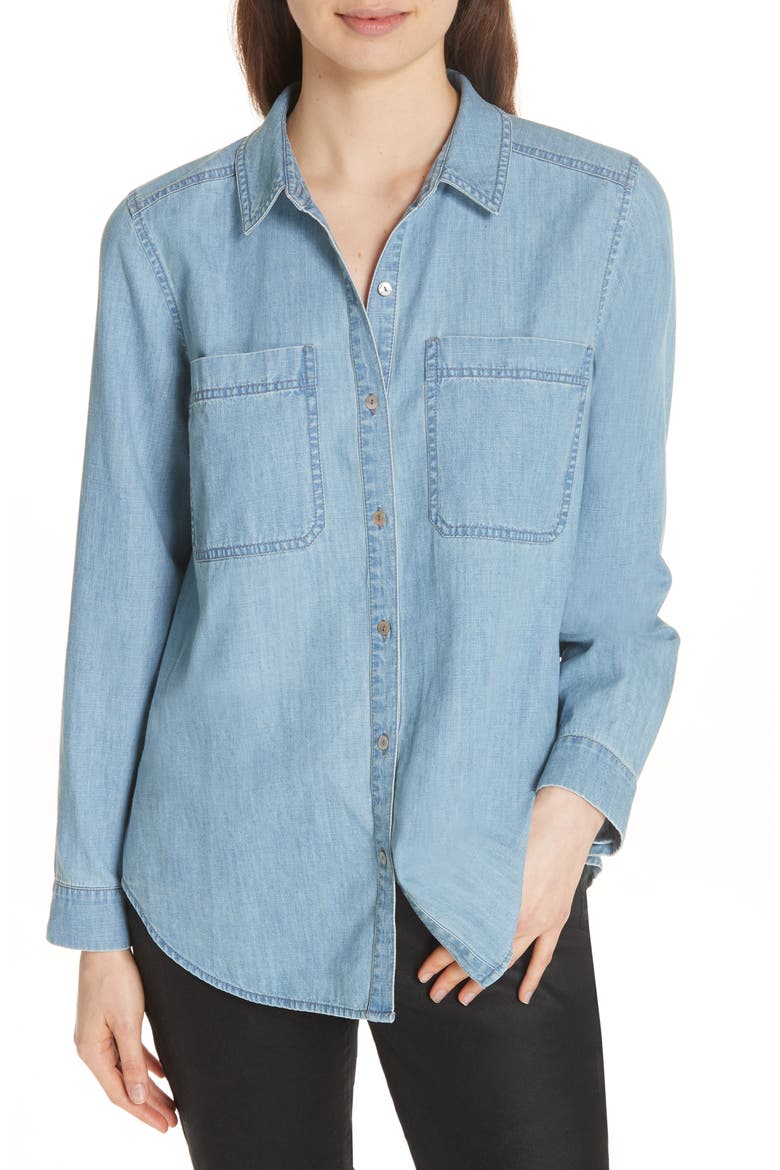Organic Cotton Chambray Shirt, Main, color, BLUE STAR