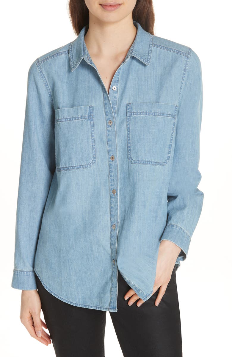 Eileen Fisher Organic Cotton Chambray Shirt, Main, color, 