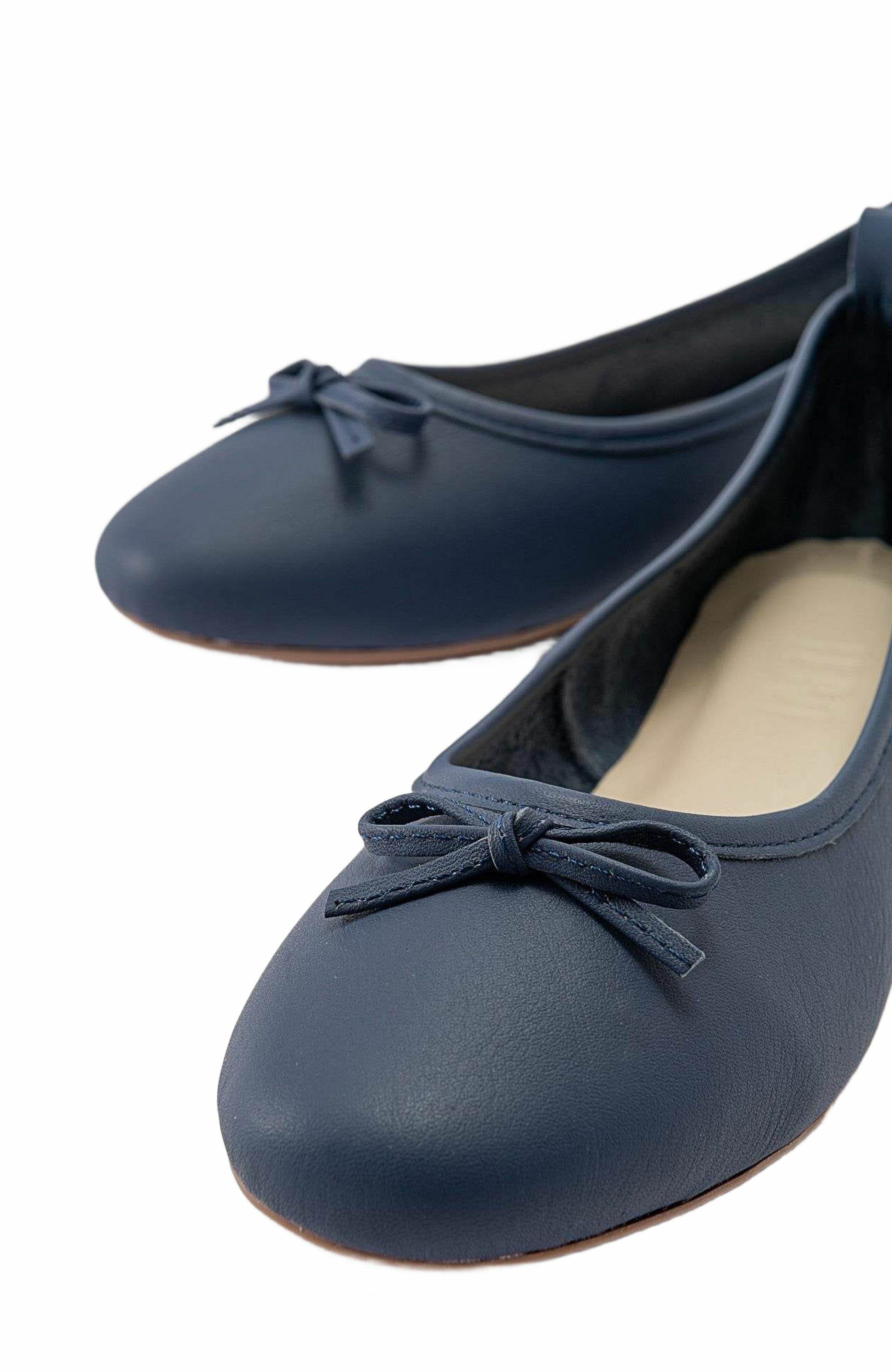 Florence Leather Ballerina Flats, Alternate, color, Navy Blue Leather
