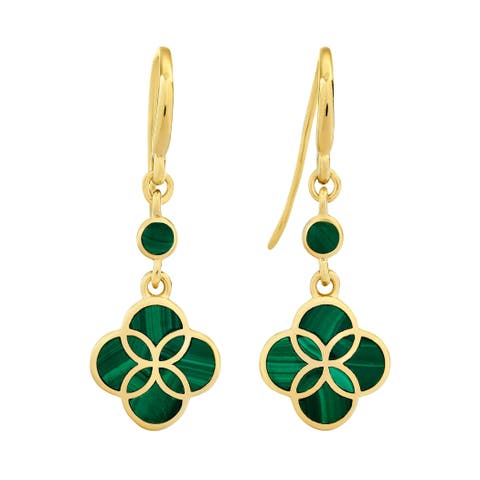 Petal Gemstone With 18K Gold Overlay Sterling Drop Earring