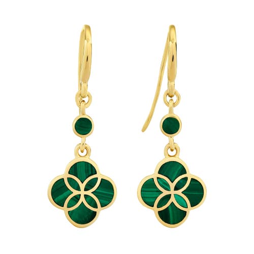 Jan Leslie Petal Gemstone With 18k Gold Overlay Sterling Drop Earring In Green