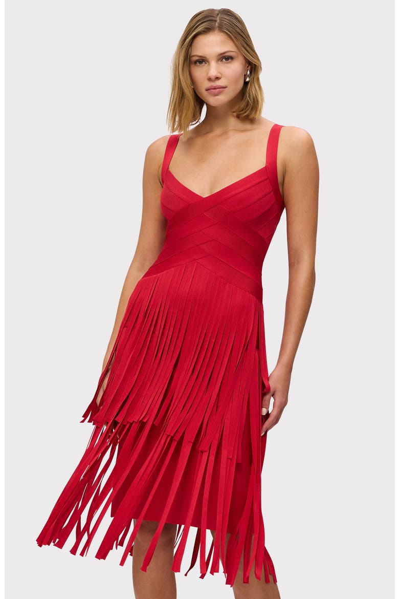 The Mischa Fringe Midi Dress, Alternate, color, LIPSTICK RED