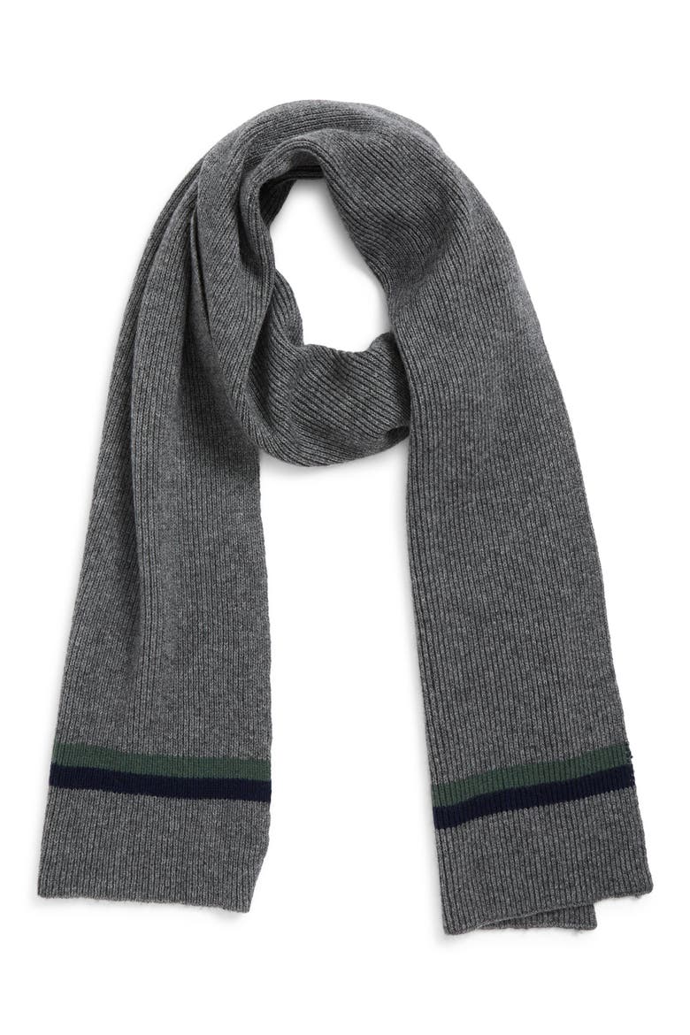 Tipped Wool and Cashmere Scarf, Main, color, GREY