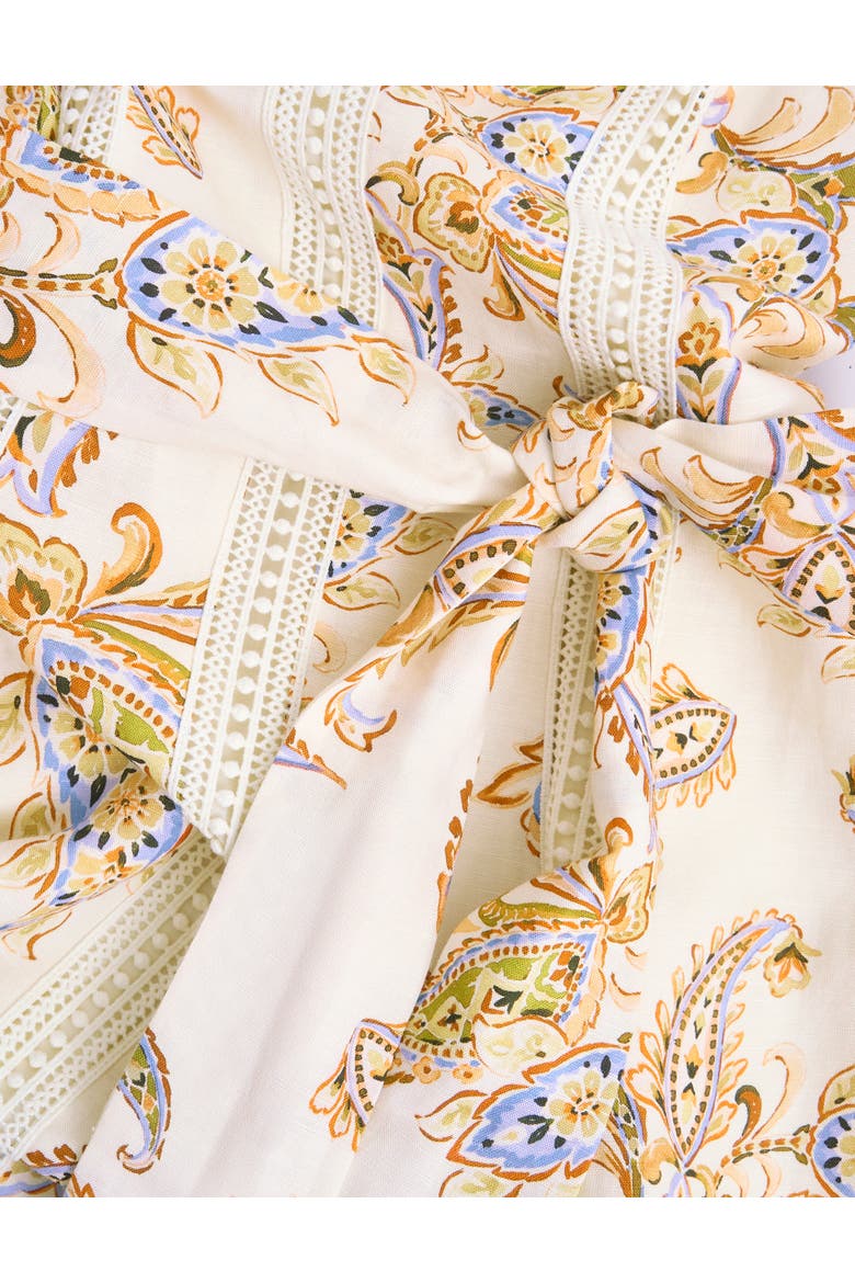 Uma Linen Blend Midi Dress, Alternate, color, Cream Multi