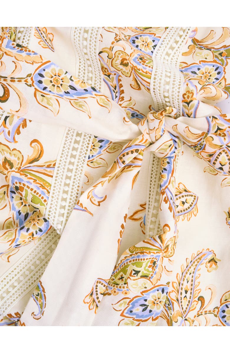 HOBBS LONDON Uma Linen Blend Midi Dress, Alternate, color, Cream Multi