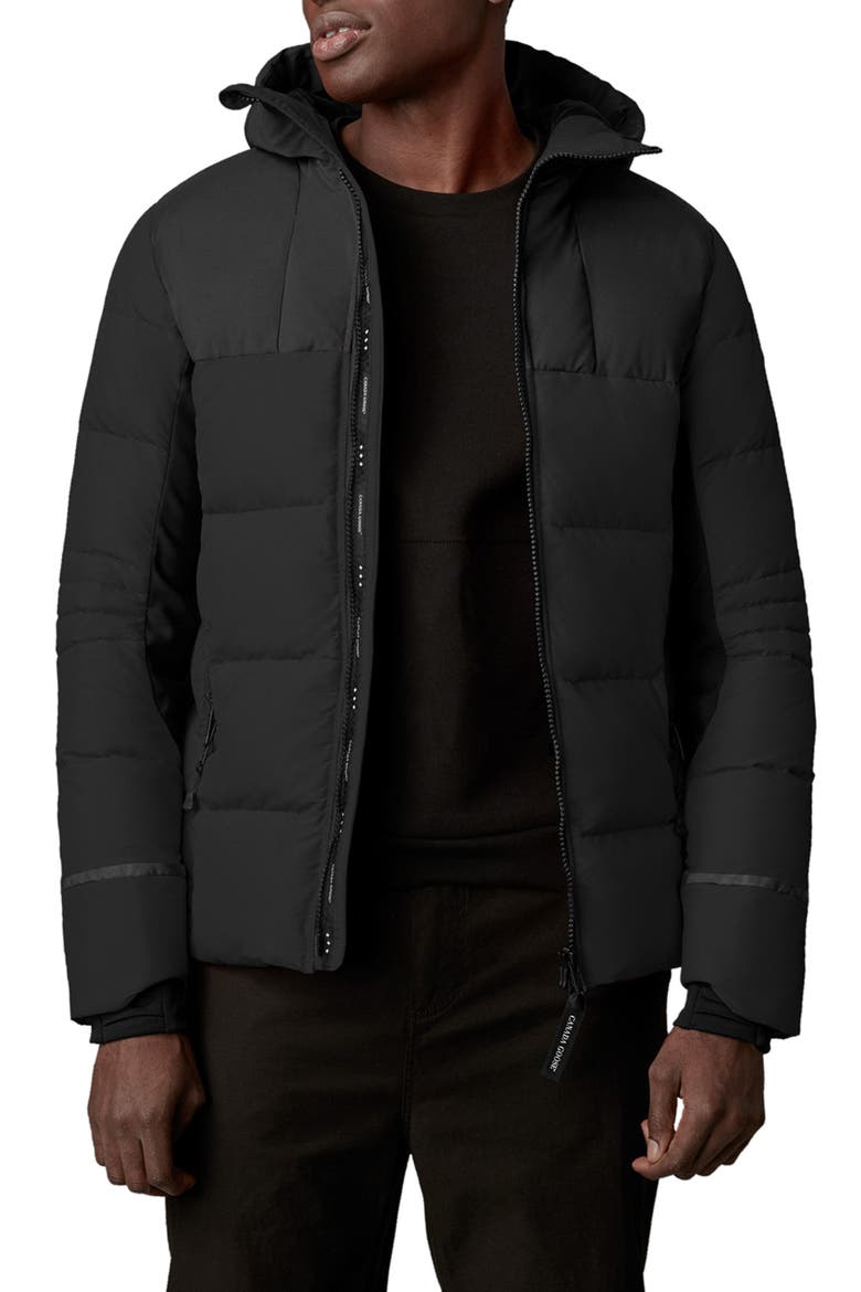 Hybridge Waterproof 750 Fill Power Down Puffer Coat, Main, color, BLACK