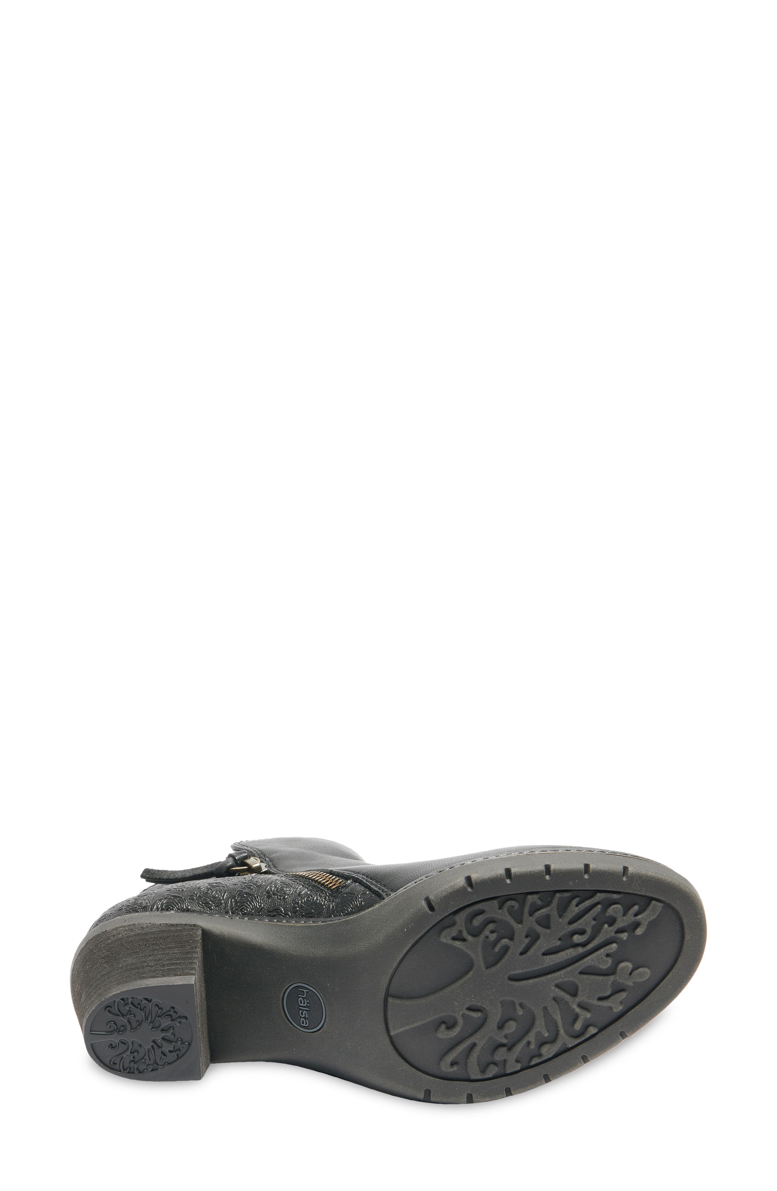 Hälsa Footwear Rea Floral Embossed Leather Bootie, Alternate, color, Black
