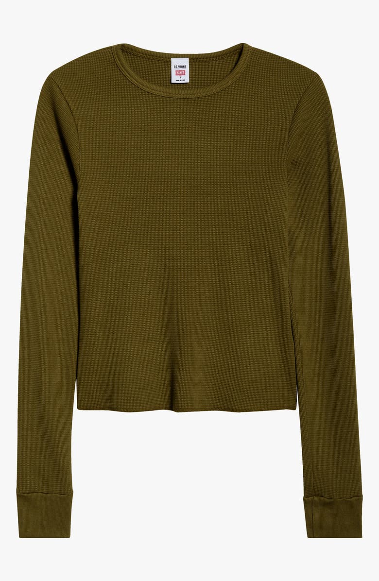 Re/Done Long Sleeve Waffle T-Shirt, Main, color, Fatigue