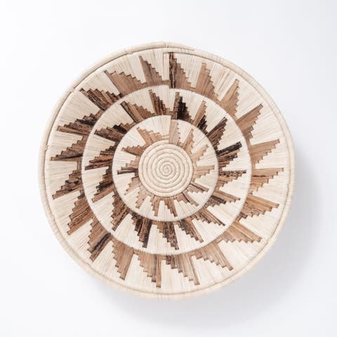 Large Mayan Sun Double Weave Basket ~ Banana Fiber