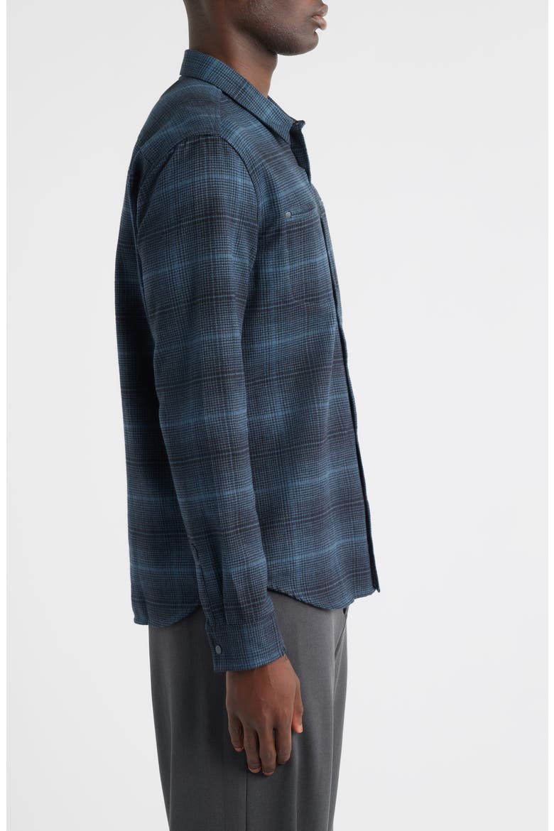 Dario Brushed Cotton Flannel Snap-Up Shirt, Alternate, color, TITANIUM BLUE
