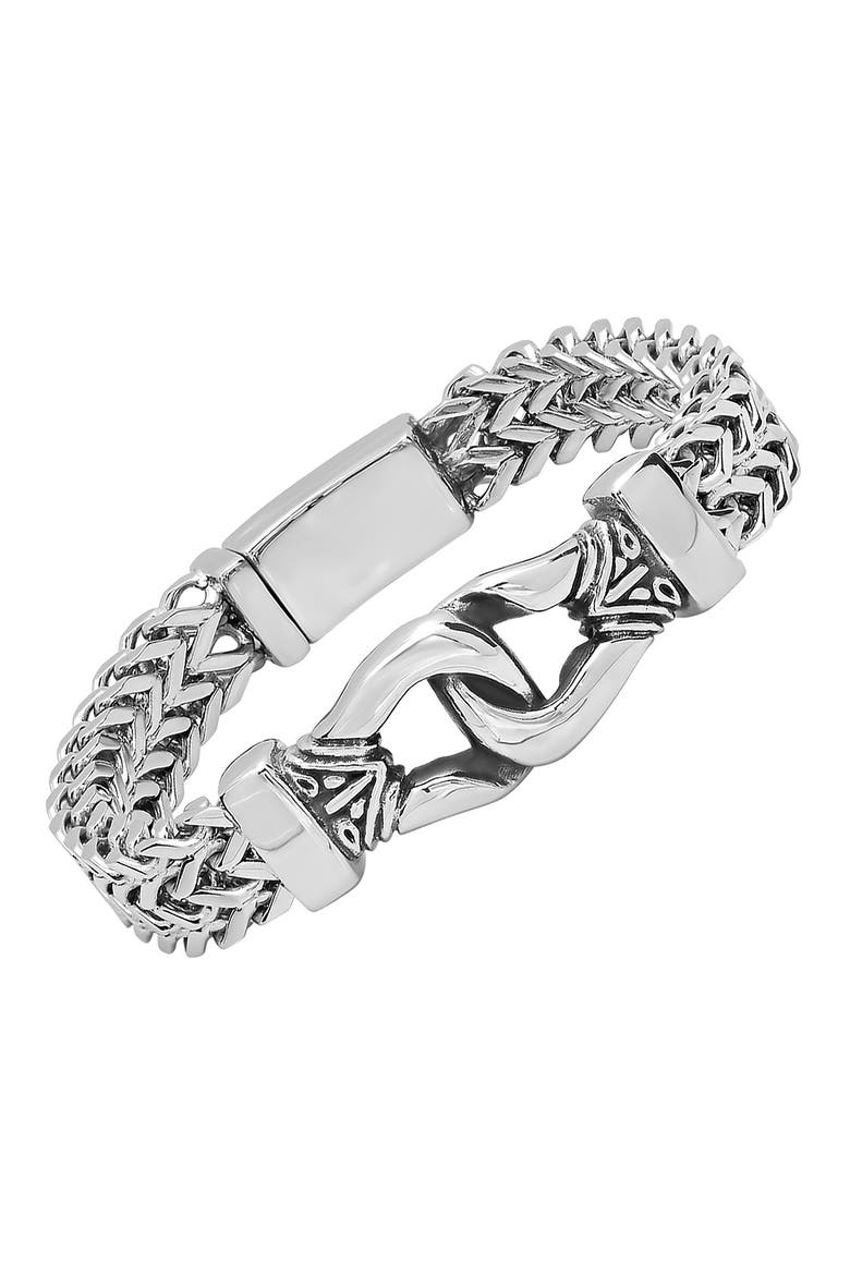 Men's Stainless Steel Double Chain Bracelet, Alternate, color, METALLIC