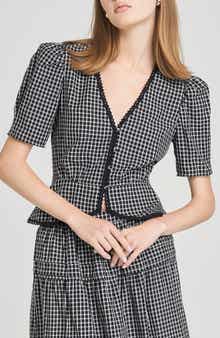 WAYF Gemma Puff Sleeve Peplum Top