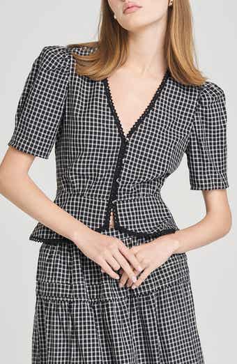 WAYF Gemma Puff Sleeve Peplum Top