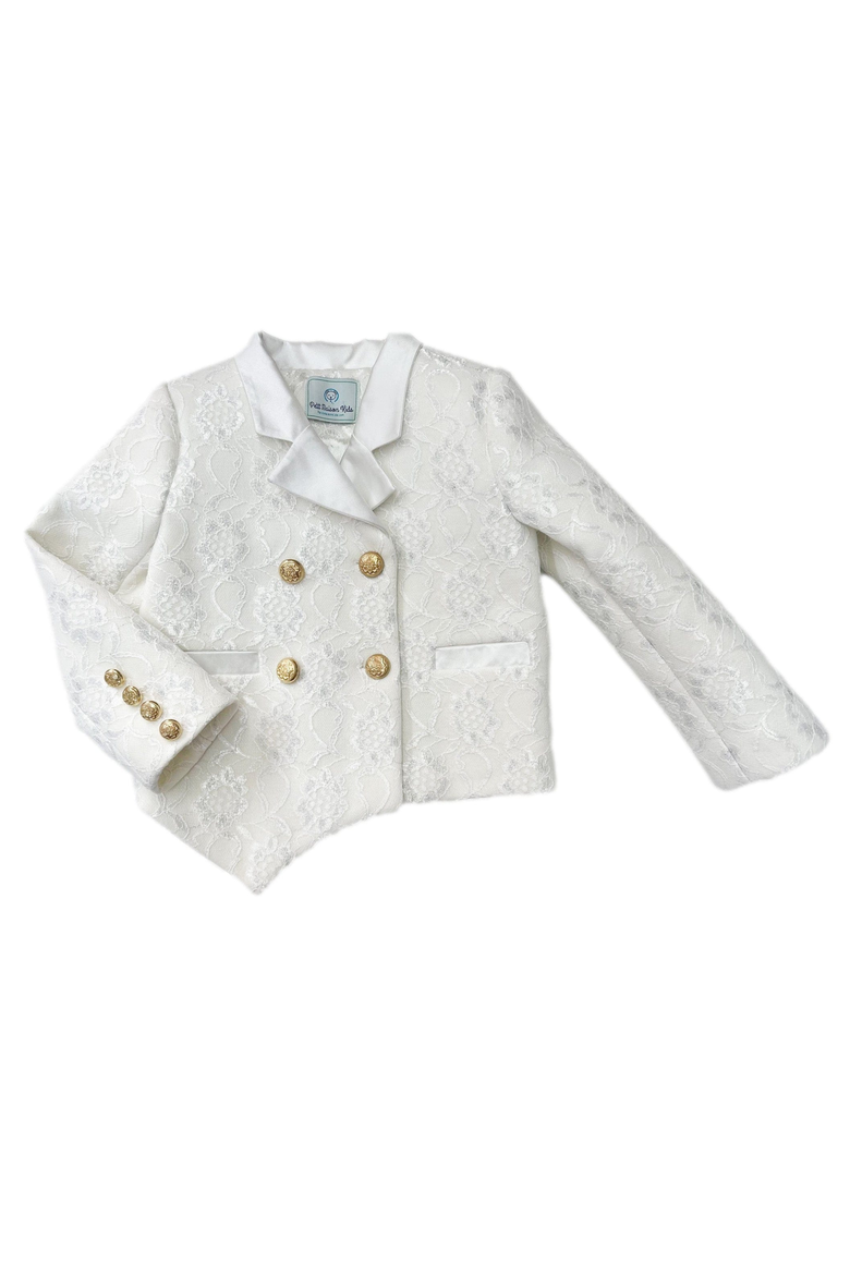 Lace Overlay Blazer, Alternate, color, White