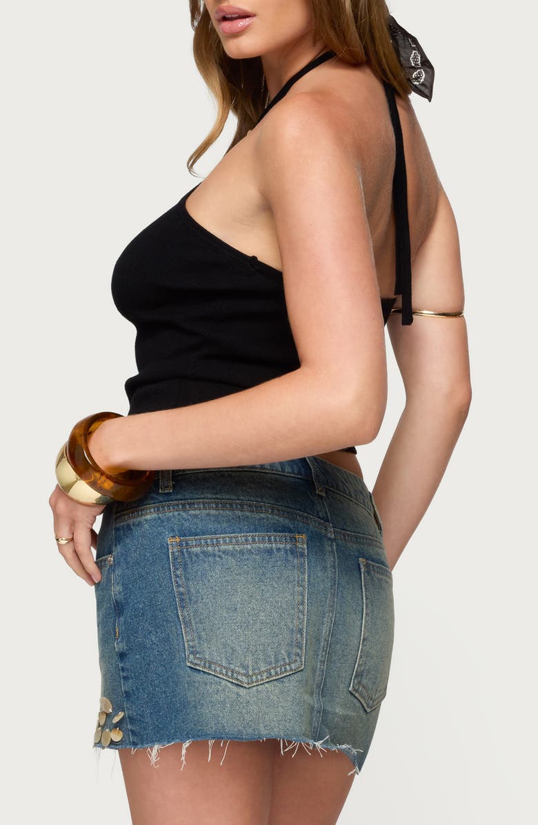 EDIKTED Hollis Crop Cotton Blend Halter Top, Alternate, color, Black