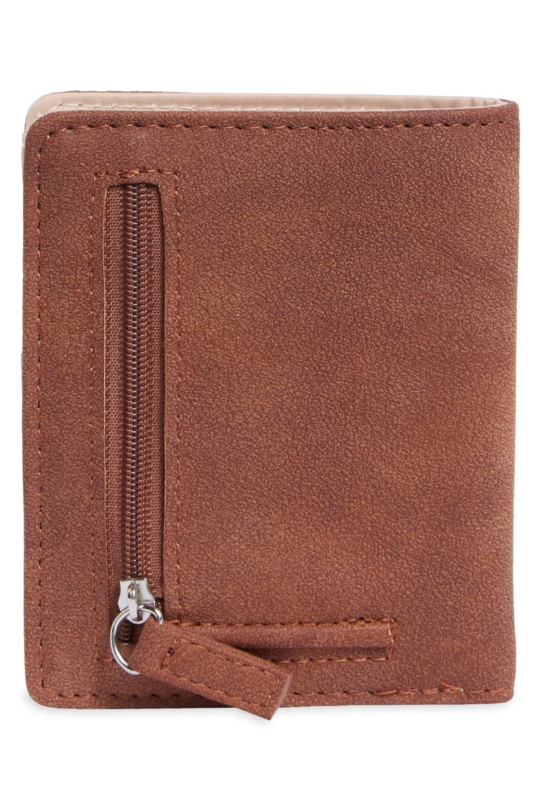 Faux Suede Bifold Card Case, Alternate, color, COFFEE SUEDE