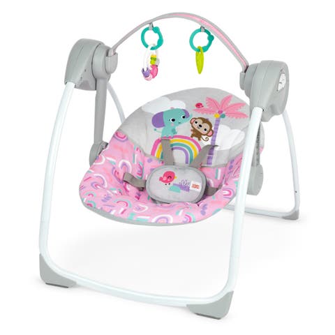 Pink Paradise Portable Compact Baby Swing