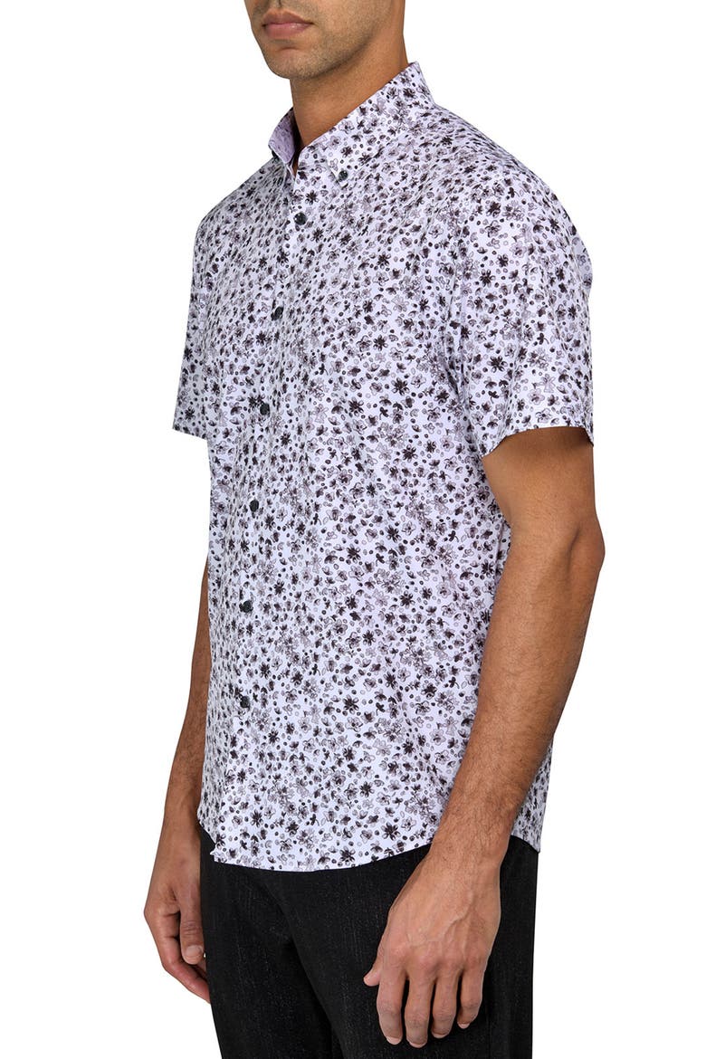 Abstract Floral Performance Shirt, Alternate, color, WHITE/ BLACK