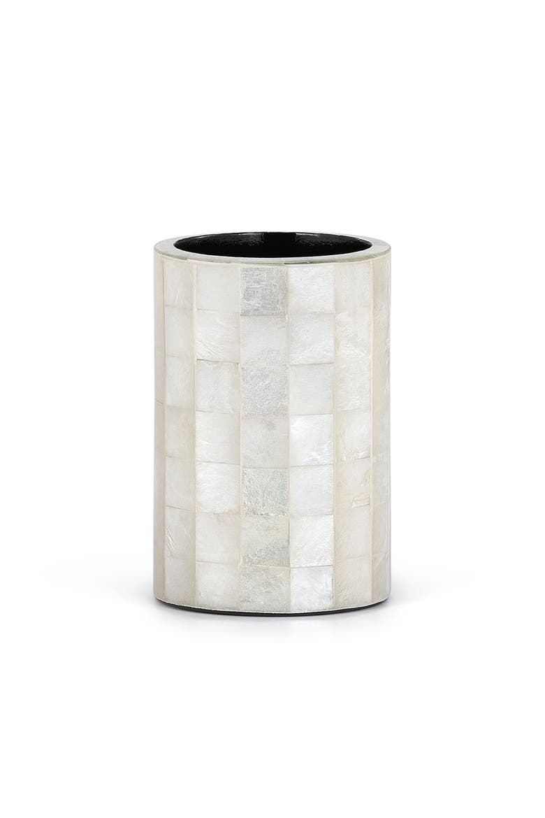 Capiz Blanc Brush Holder, Main, color, WHITE