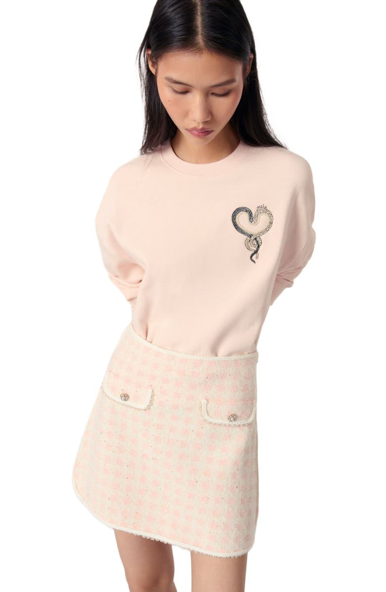 maje Embroidered sweater, Alternate, color,