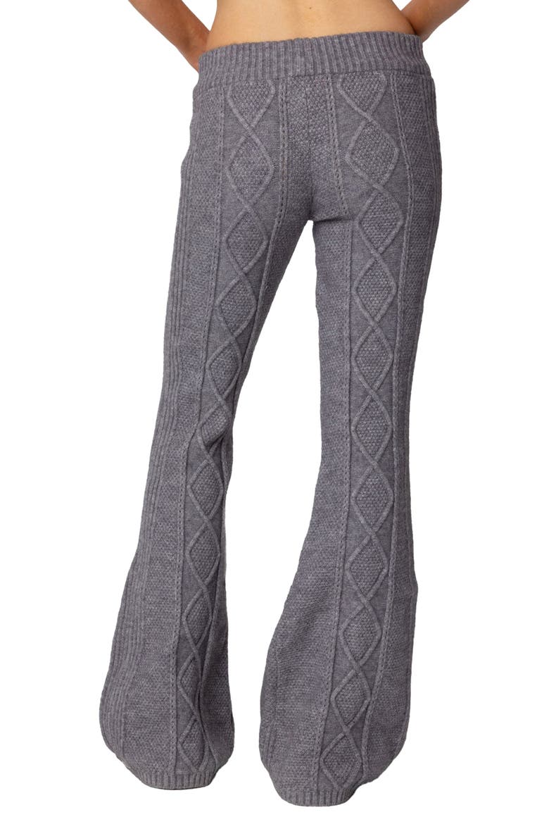 Ray Cable Stitch Knit Flare Sweater Pants, Alternate, color, GRAY-MELANGE