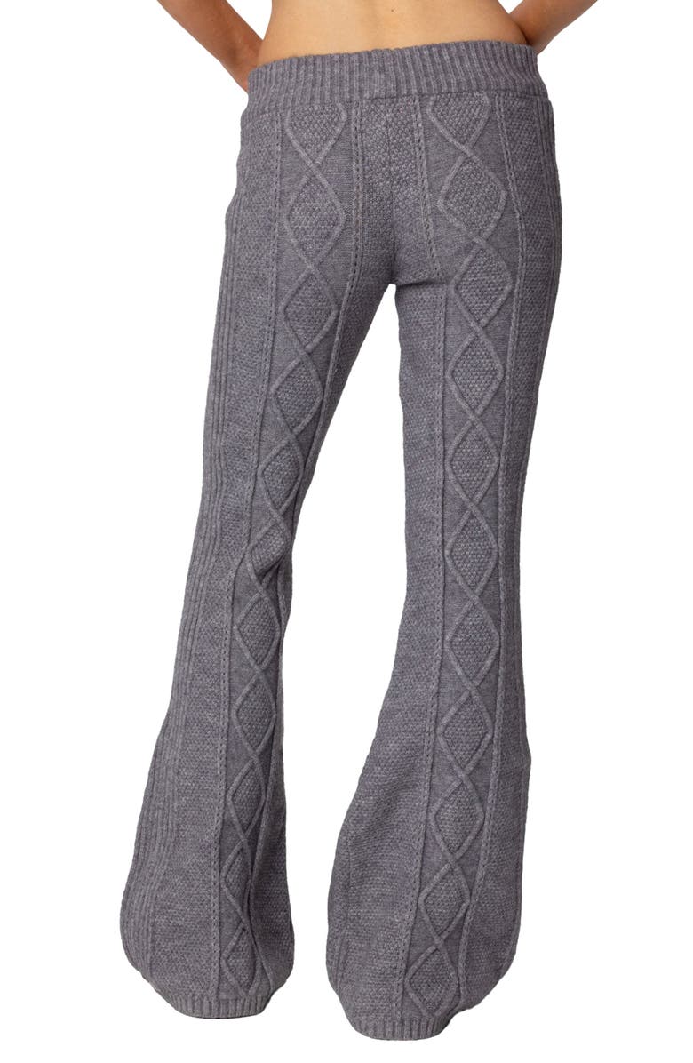 EDIKTED Ray Cable Stitch Knit Flare Sweater Pants, Alternate, color, Gray-Melange