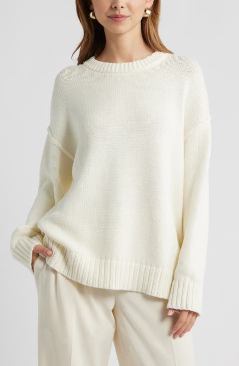 Oversize Crewneck Cotton Sweater