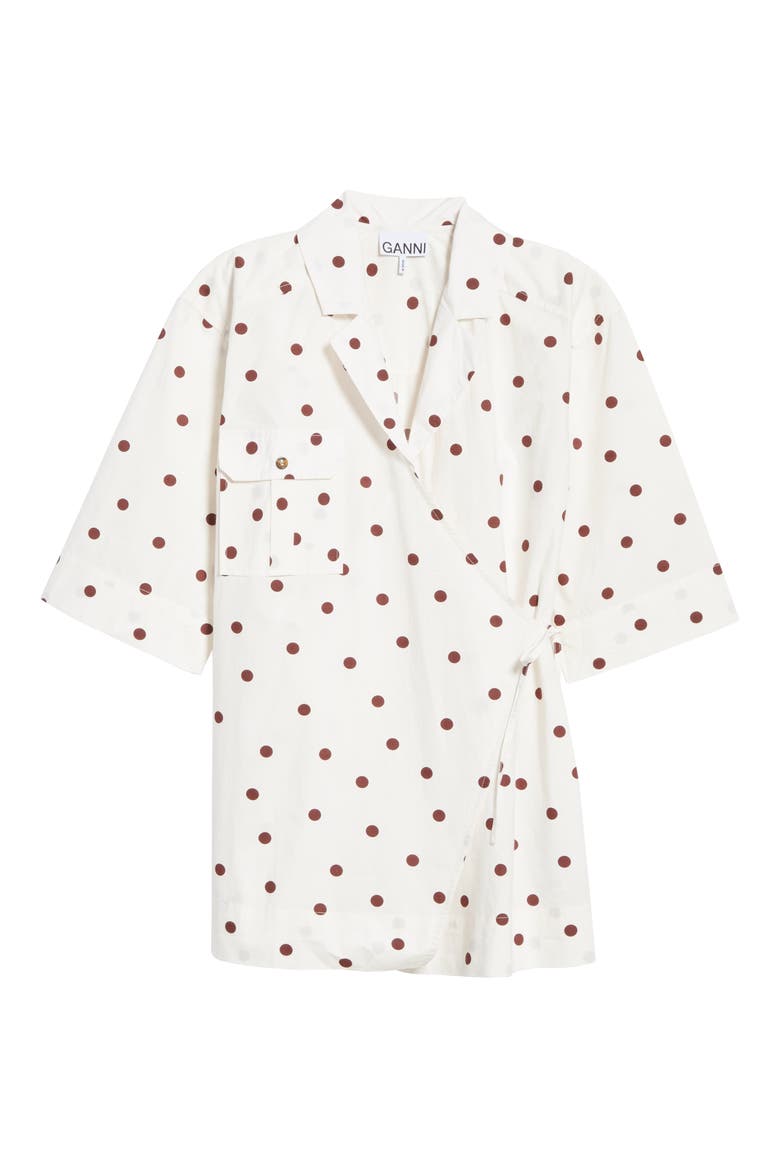 Dot Print Oversize Wrap Shirt, Alternate, color, EGRET