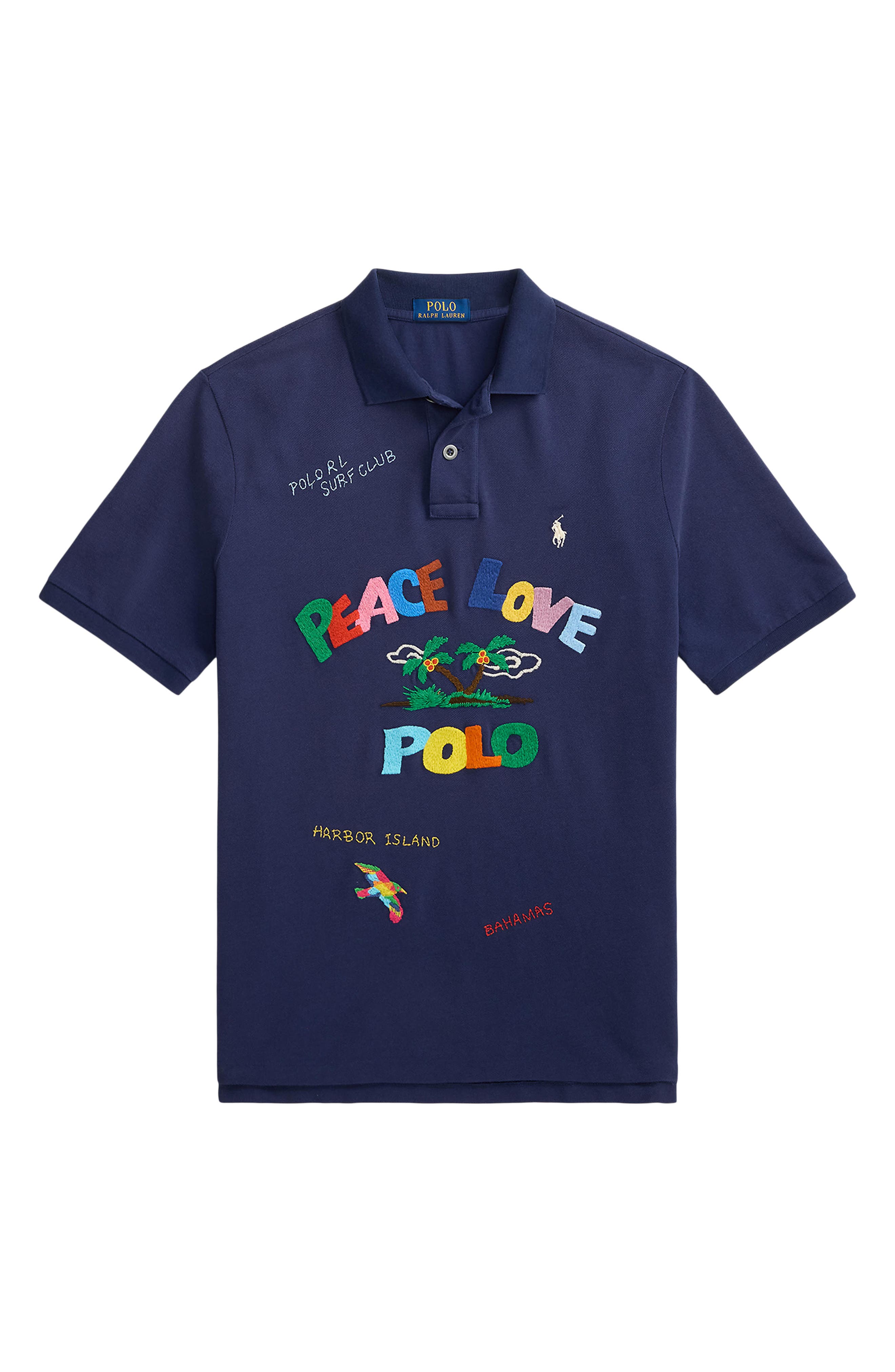 Classic Fit Peace Love Embroidered Polo (Men) | Nordstrom
