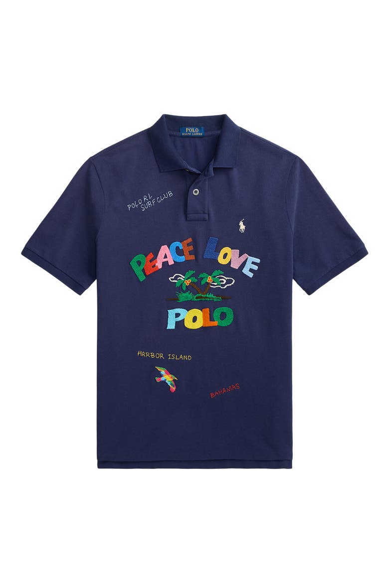 Classic Fit Peace Love Embroidered Polo (Men) | Nordstrom