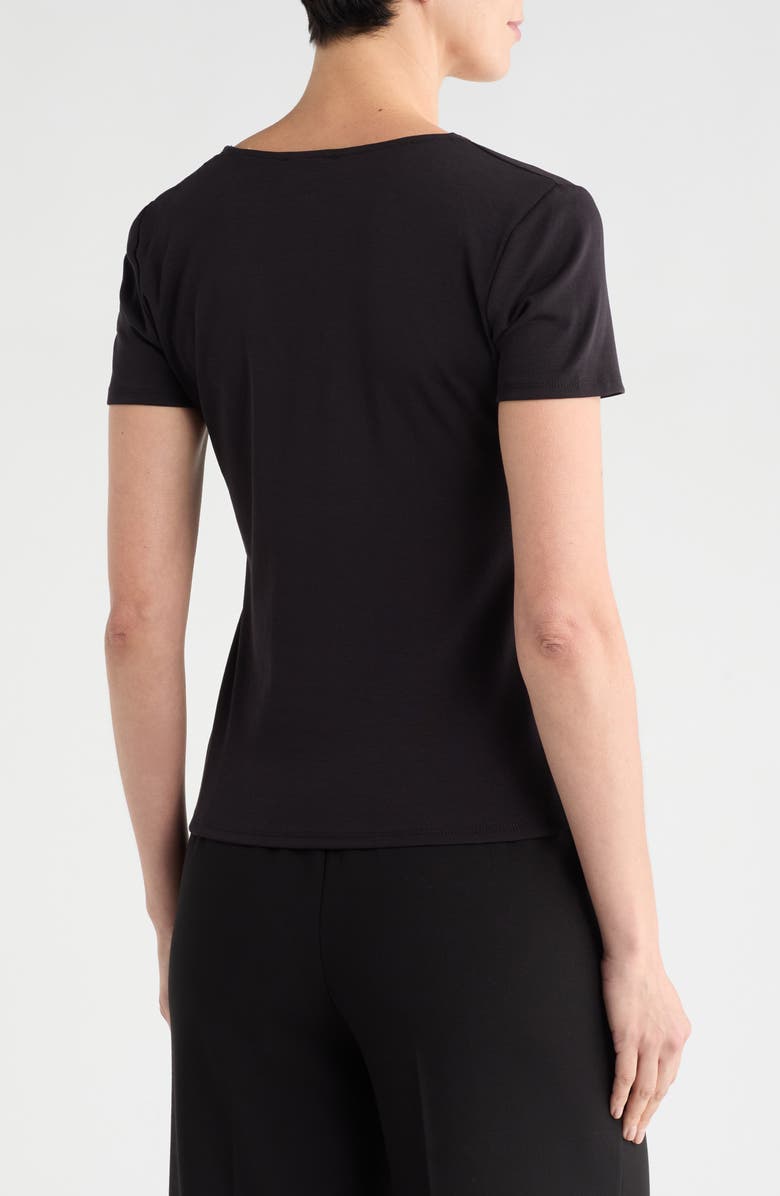 T Tahari Twist Front V-Neck T-Shirt, Alternate, color, Black