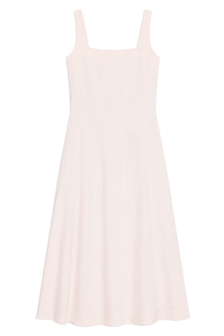 Square Neck Stretch Linen Blend Midi Dress, Alternate, color, WARM PINK - XKE