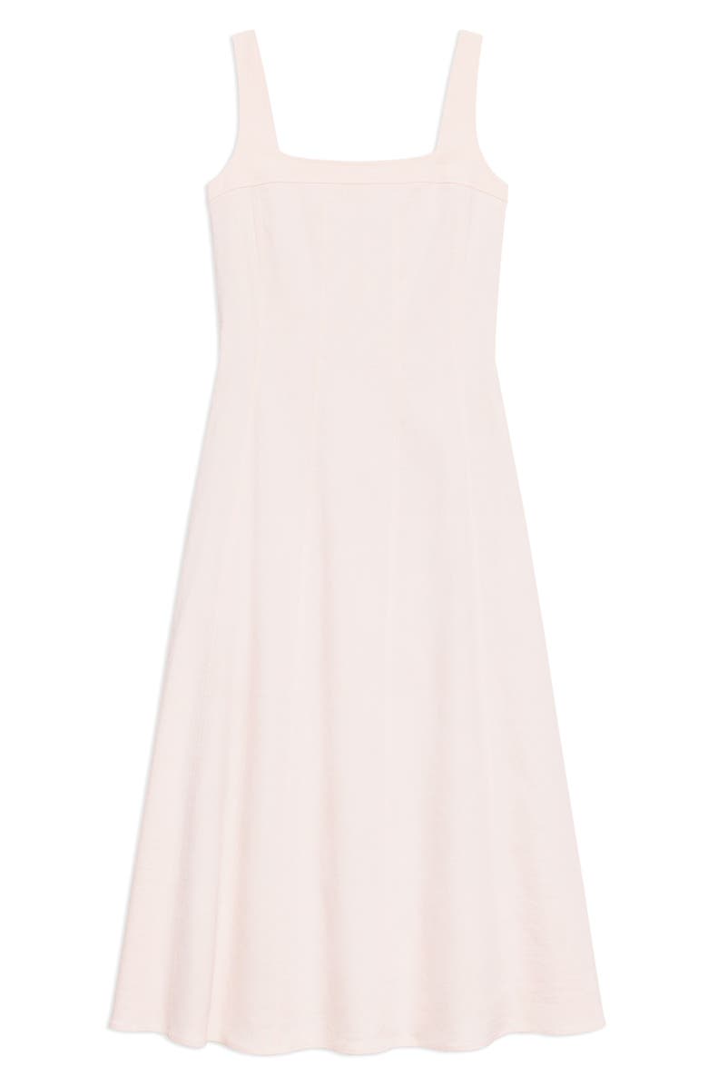 Theory Square Neck Stretch Linen Blend Midi Dress, Alternate, color, Warm Pink - Xke