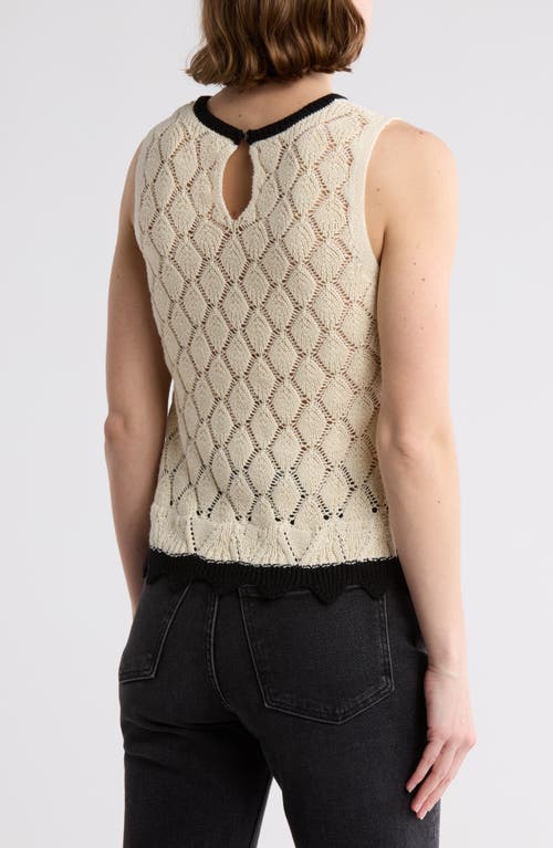 Vigoss Open Stitch Ruffle Sleeveless Sweater In New Natural