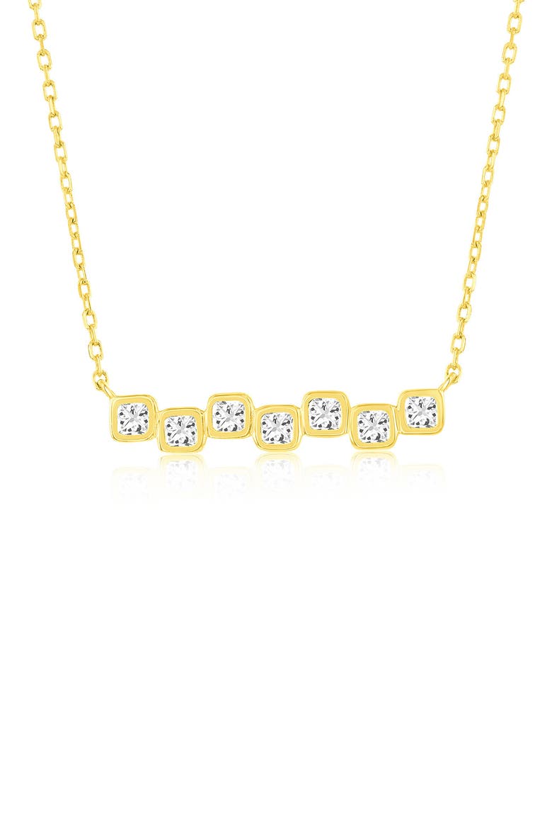 Square Cubic Zirconia Bar Pendant Necklace, Main, color, GOLD