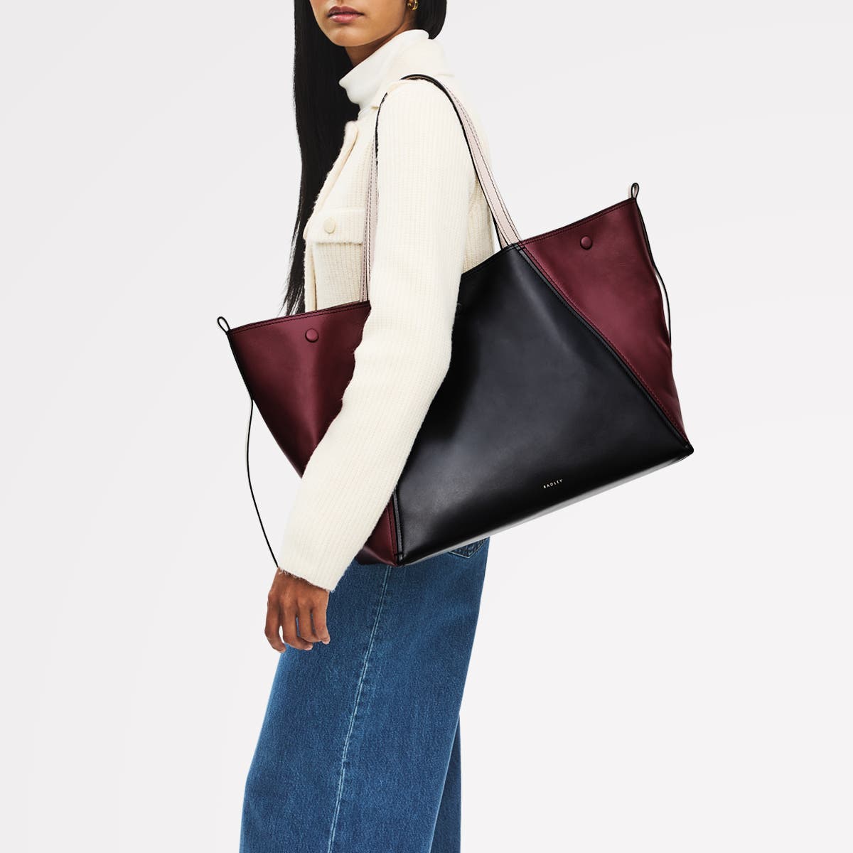 Radley The Delphine - Colourblock Extra Large Open Top Tote Bag, Alternate, color, Dark Cherry