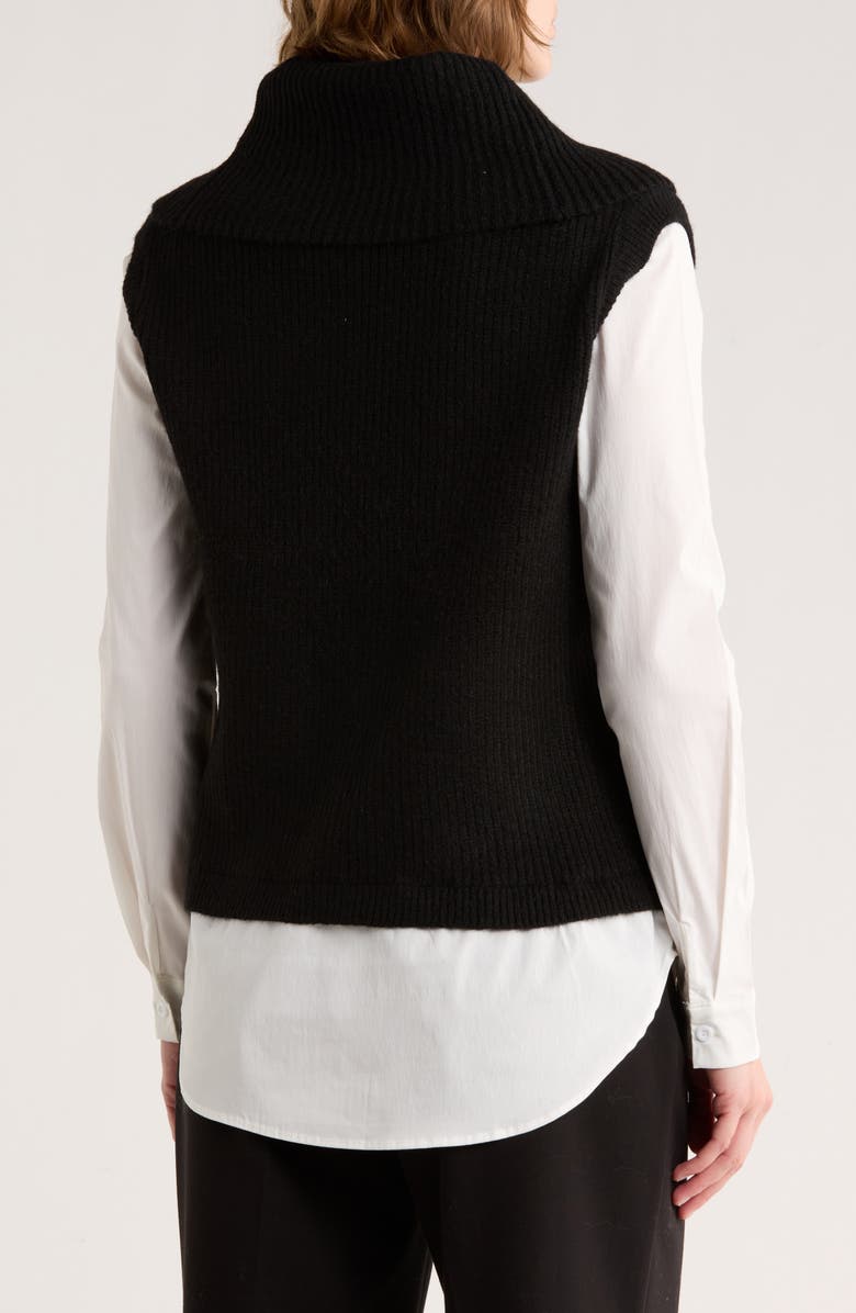 JASON WU Turtleneck Sweater Vest Twofer Shirt, Alternate, color, Black/ White